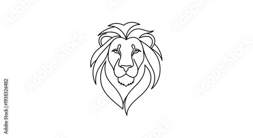 Lion Head Drawing Illustration Closeup.