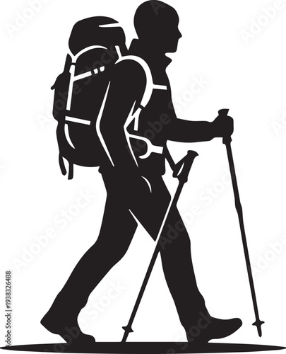 Mountain Hiking Adventure and Trekking Silhouettes