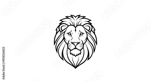 Lion Head Illustration Closeup Portrait.