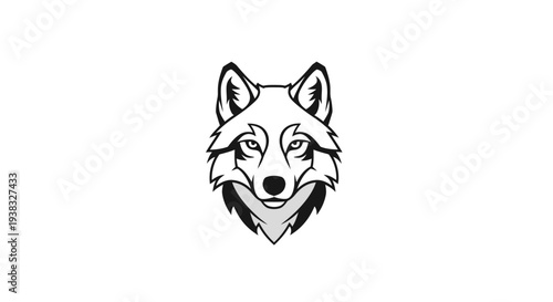 Illustration of a Wolf Head with Sharp Ears.