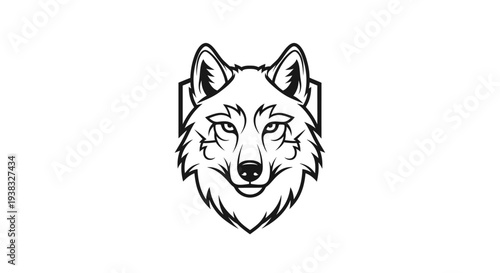Illustration of a wolf head with shield.