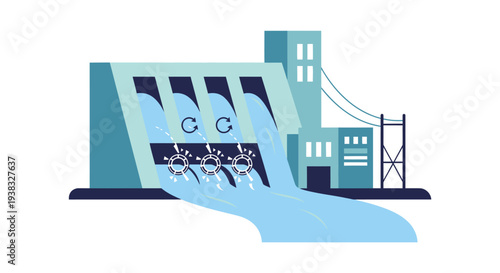 Industrial Dam Water Power Generation Station.