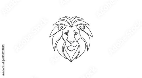 Line Art Lion Head Illustration Design.