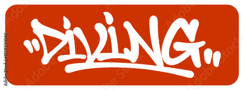 Diving Graffiti Tag Representing the Precision and Skill of Professional Competitive Divers in a Bold Street Art Style.