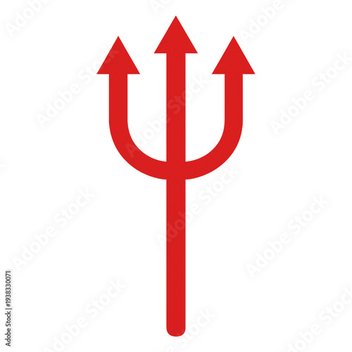 Red trident icon symbolizing power and strength