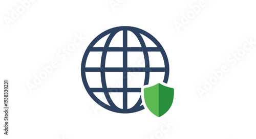 Globe with shield protection symbol.