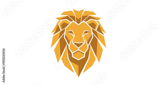 Golden Lion Head Logo Illustration Design.