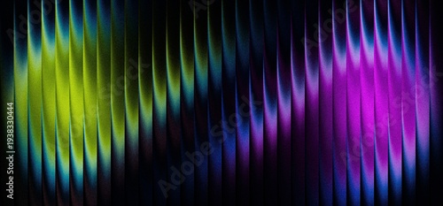 Tableau sur toile Abstract wavy pattern with vibrant neon colors of blue, purple and green creatin
