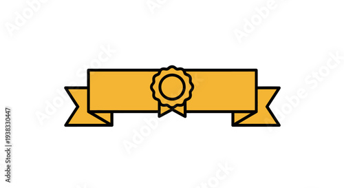 Golden Ribbon Banner with Seal Emblem.