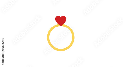 Golden ring with red heart.