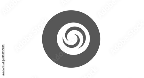 Gray swirl design on white background.