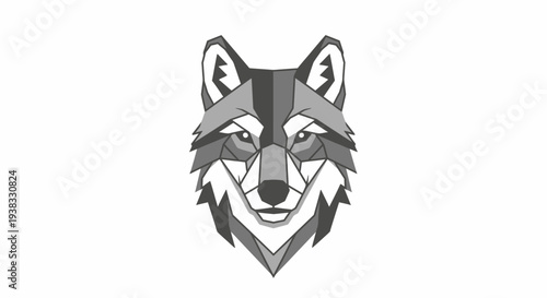 Gray Wolf Face Closeup Illustration.