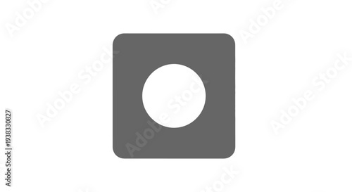 Gray square with white circle cutout.