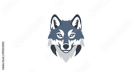 Gray wolf head illustration closeup face.