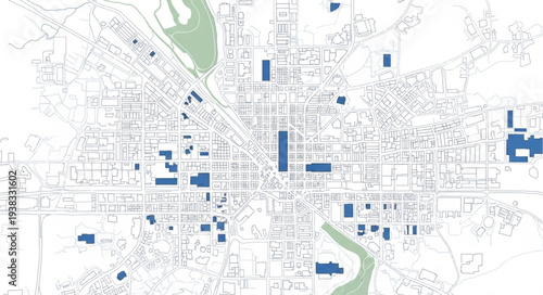 City Map with Blue Markers.
