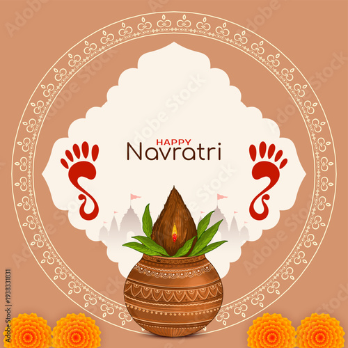 Happy Navratri Indian traditional festival greeting card