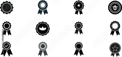 Set of 10 black award badges vector