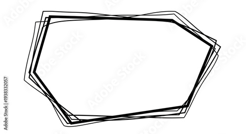 Abstract geometric shape, irregular polygon frame, hand-drawn lines