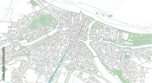 City Map with Green Spaces.