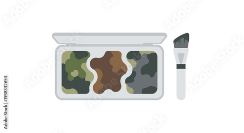 Camouflage Makeup Palette with Brush