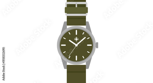 Military Style Watch with Green NATO Strap, Classic Analog Wristwatch