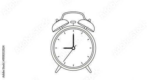 Vintage Alarm Clock Illustration, Time Concept, Retro Object