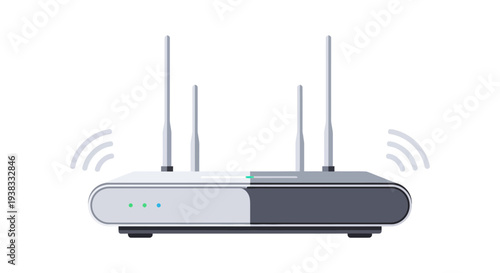 Modern Wi-Fi Router with Antennas Broadcasting Wireless Signal