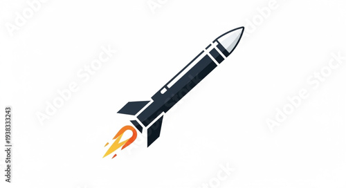 Black Rocket Launching into Space.