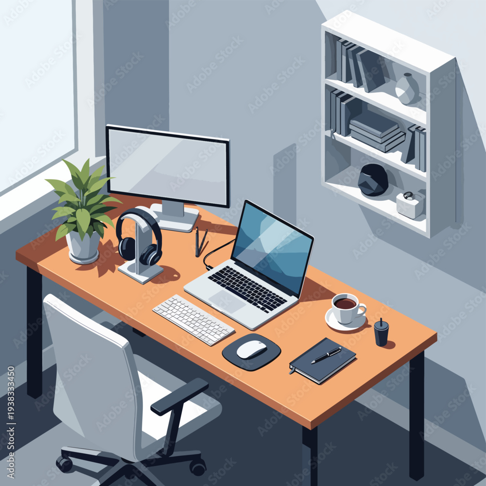 Naklejka premium Modern Home Office Workspace