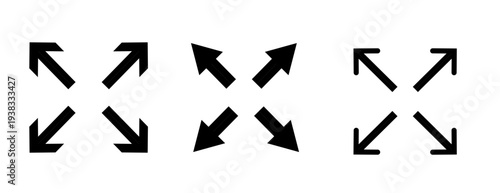 Set of interface expansion icons. Maximize and minimize symbols.