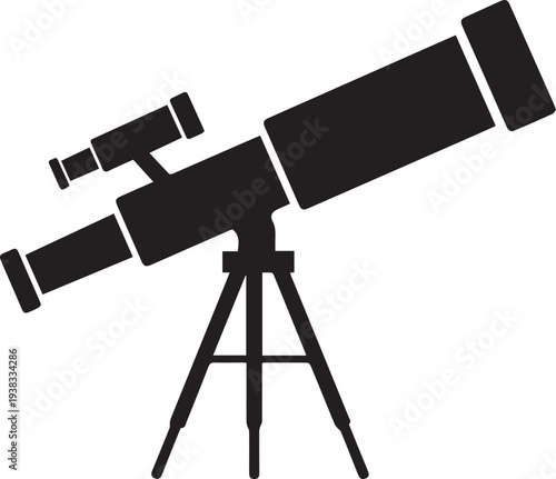 Vector telescope icon, astronomy symbol, black silhouette