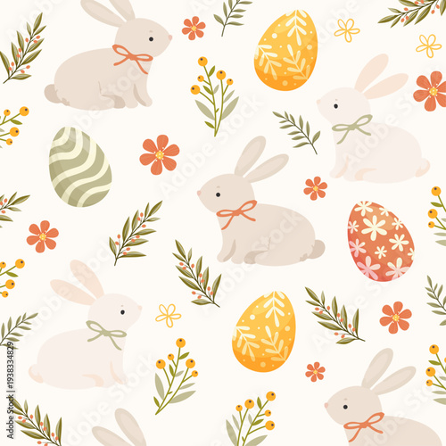 Pastel Spring Bunny and egg pattern