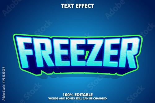 A blue and green editable text effect with a 3D freezer style theme