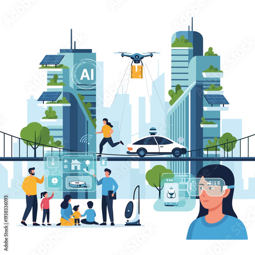 Futuristic City with AI Technology