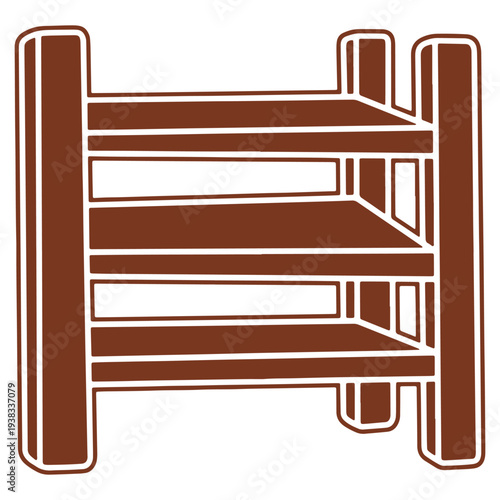 Wooden shelf unit graphic illustration for storage needs and home organization projects offering both functionality and aesthetic appeal