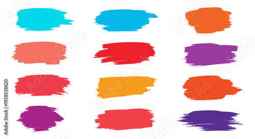 Collection of Vibrant Brush Stroke Paint Splatters.