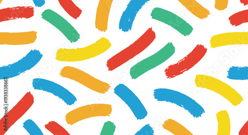 Colorful Brush Strokes Pattern on White Background.