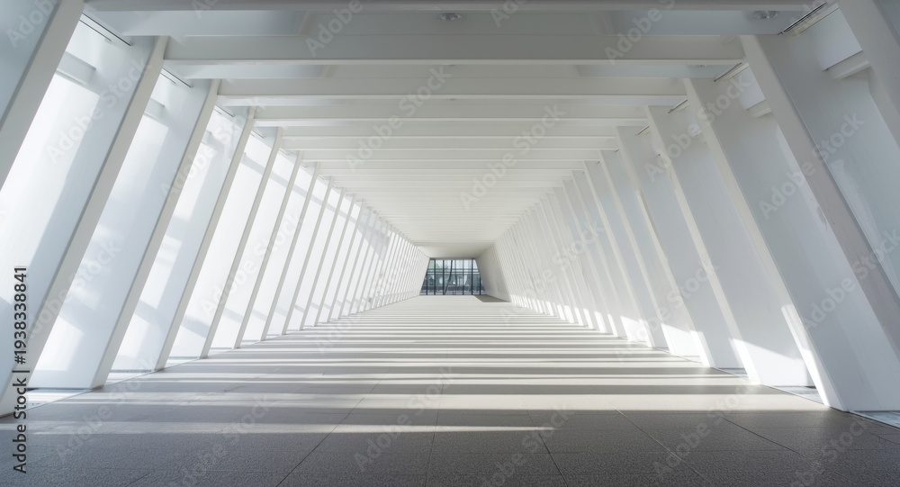 Obraz premium Bright Modern Architecture Corridor with Minimalist Structural Elements