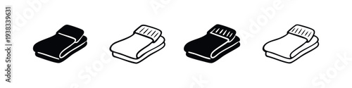 Home Textile Folded Blanket Vector Icon Set. Cozy Fabric Illustration.