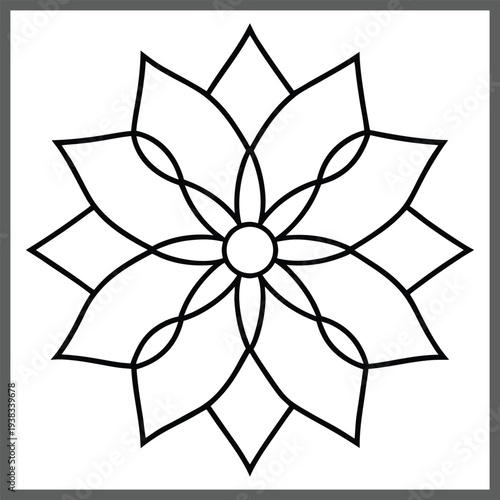 Black and White Mandala Ornament Outline for Adult Coloring Book