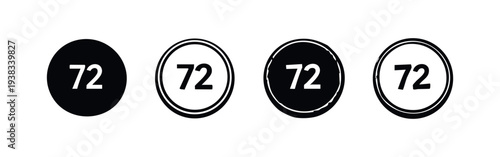 Number 72 in Circle Icon Set - Hand Drawn Numeric Indicator and Temperature Display Symbols