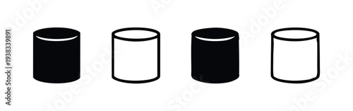 Cylindrical Smart Speaker Icons. Voice Control and Digital Assistant Symbols.