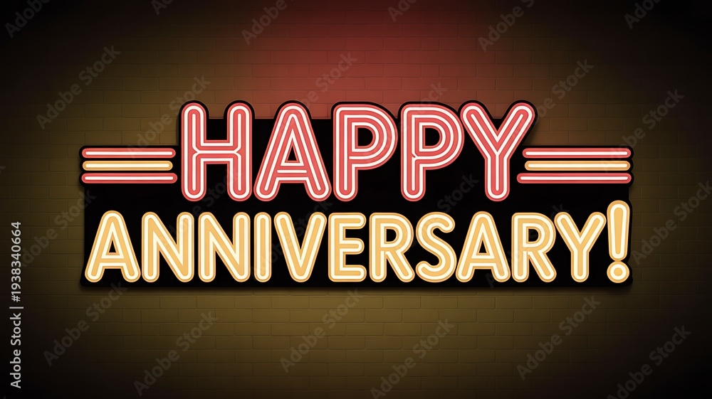 Obraz premium Happy anniversary neon sign