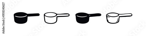 Powder Measuring Scoop Icons Set, Supplement Spoon Vector Pack, Nutrition Dosing Utensil Graphics, Gym Protein Scoop Silhouette