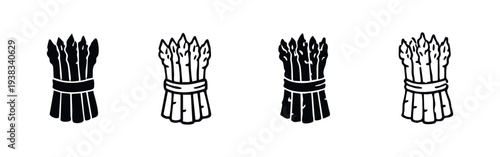 Bundle of Asparagus Icon Set. Fresh Green Vegetable and Healthy Food Symbol.