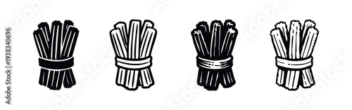 Bundled stalks icons set. Grouped natural elements graphic.