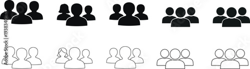 A group of people icons in black and white
