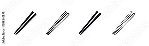 Pair of Chopsticks Vector Icon Set. Oriental Food Utensil Symbol Collection.