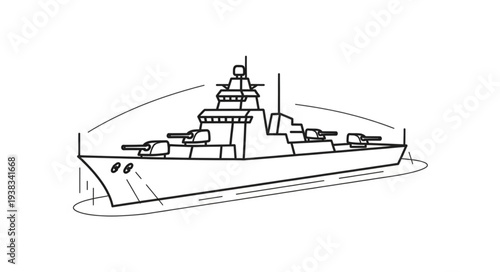 Military Ship Illustration Side View.
