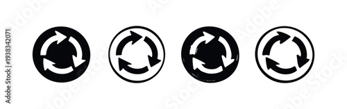 Roundabout Traffic Sign Icon Set - Mandatory Circulation Arrows Symbol